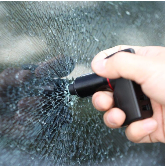 2-in-1 Car Charger and Auto Rescue Window Breaker Combo